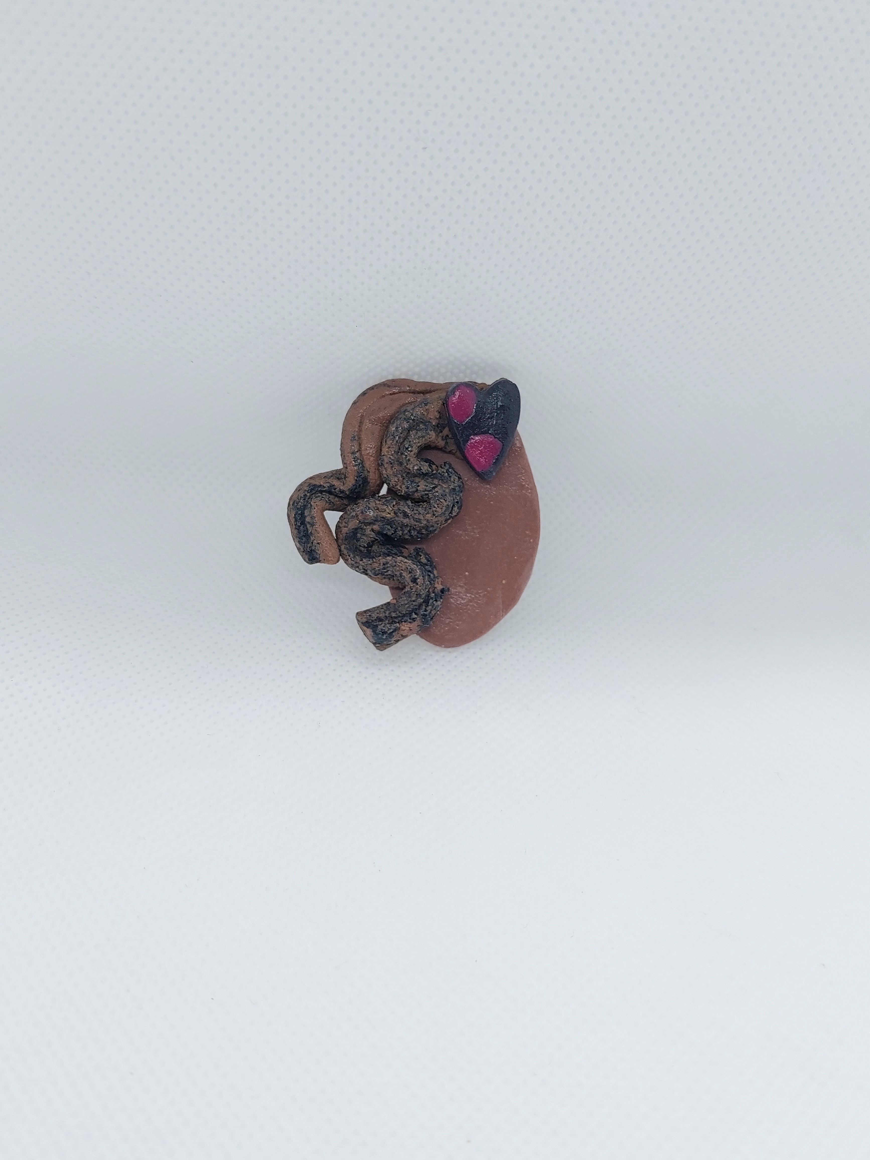 Curly Heart Brown Girl Pin